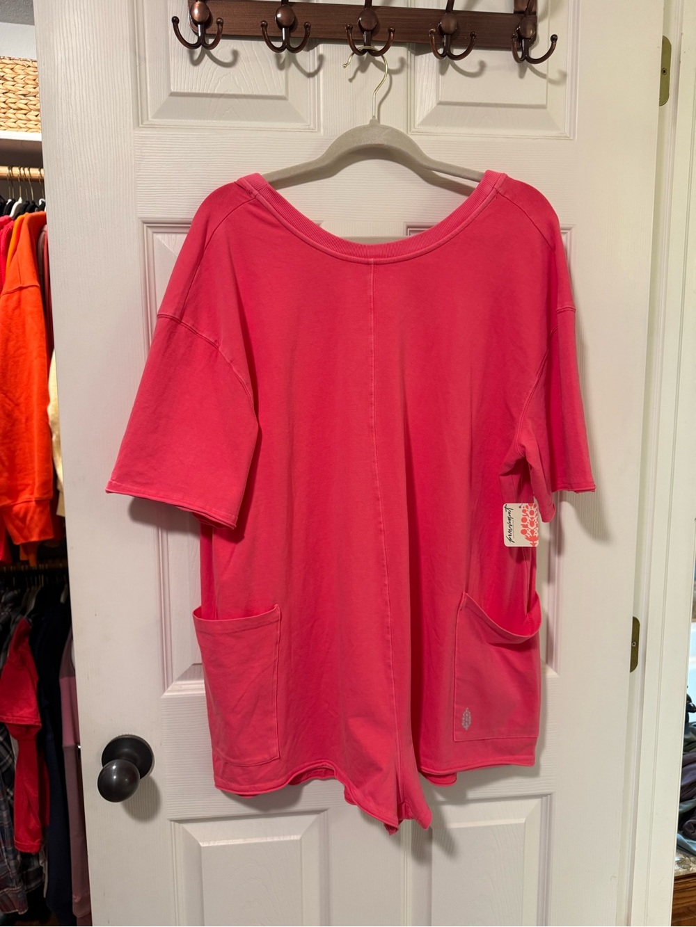 FP Movement Hot Shot Tee Romper Electric Sunset Neon Pink S NWT